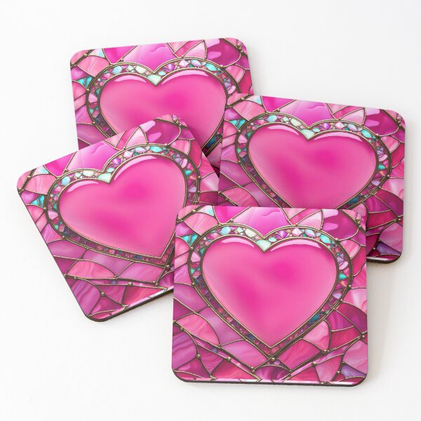 Item preview, VALENTINE LOVE HEARTS *Bejeweled Stained Glass Rhinestone Gems* ABSTRACT PRINT Contemporary Modern Fine Art Gallery Bridal Shower Wedding GIFT designed and sold by Spinning Plates 360.