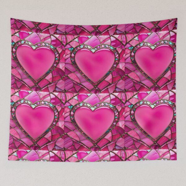 Item preview, VALENTINE LOVE HEARTS *Bejeweled Stained Glass Rhinestone Gems* ABSTRACT PRINT Contemporary Modern Fine Art Gallery Bridal Shower Wedding GIFT designed and sold by Spinning Plates 360.