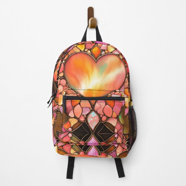 Item preview, VALENTINE LOVE HEARTS *Bejeweled Stained Glass Rhinestone Gems Peach* ABSTRACT PRINT Contemporary Modern Fine Art Gallery Bridal Shower Wedding GIFT designed and sold by Spinning Plates 360.