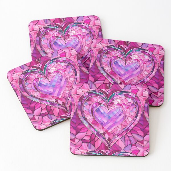 Item preview, VALENTINE LOVE HEARTS *Bejeweled Stained Glass Rhinestone Gems Pink* ABSTRACT PRINT Contemporary Modern Fine Art Gallery Bridal Shower Wedding GIFT designed and sold by Spinning Plates 360.