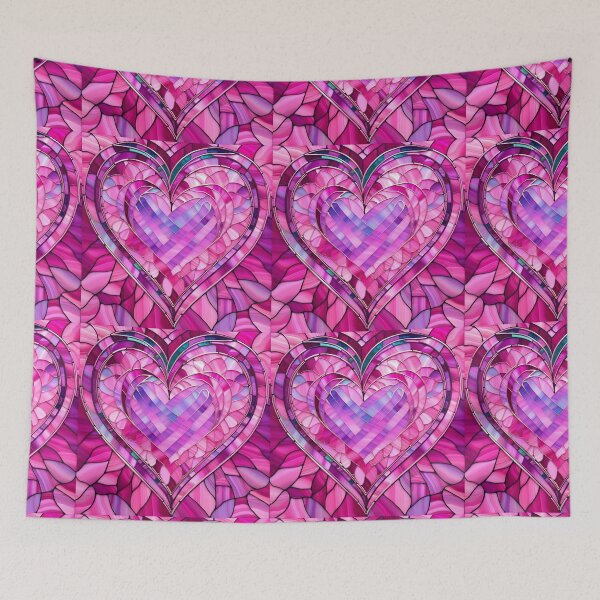 Item preview, VALENTINE LOVE HEARTS *Bejeweled Stained Glass Rhinestone Gems Pink* ABSTRACT PRINT Contemporary Modern Fine Art Gallery Bridal Shower Wedding GIFT designed and sold by Spinning Plates 360.