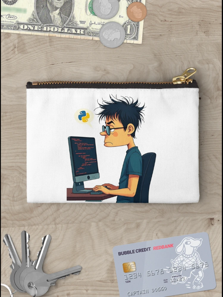 Thumbnail 3 of 4, Zipper Pouch, Python Debugging – Funny Programmer Coding Design designed and sold by VibeTCreations.