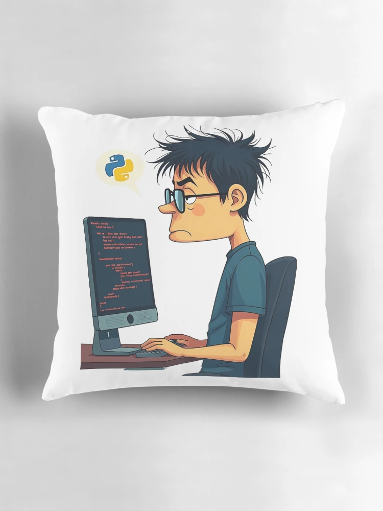 Thumbnail 3 of 4, Pillow, Python Debugging – Funny Programmer Coding Design designed and sold by VibeTCreations.