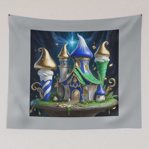 Item preview, Colorful House With Twirling Tops And Cones In Space designed and sold by Melantari Vizuns.