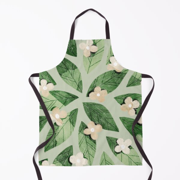 Item preview, Cute pale beige flowers and bold green bay leaves on pastel green background. Botanical illustration. designed and sold by helga-wigandt.