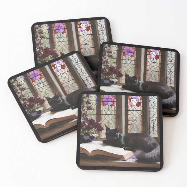 Item preview, Gothic Cat & Stained Glass – Cozy Bookish Aesthetic designed and sold by dreamparlor.