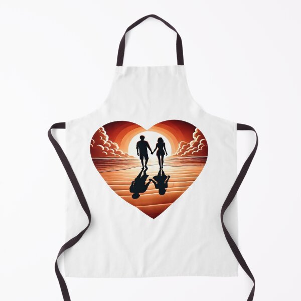Item preview, Romantic Couple Holding Hands Walking Towards Radiant Sunset on Beach with Heart Shape designed and sold by KreaDesignOne.