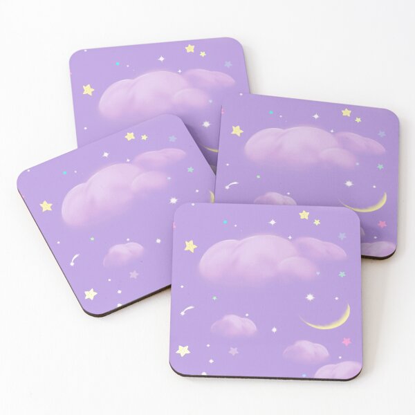 Item preview, purple cloudy sky with moon and stars designed and sold by CrocoDi.