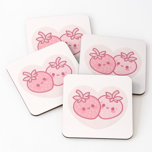 Item preview, Kawaii Pink Valentines Strawberries designed and sold by 123Rainbow.