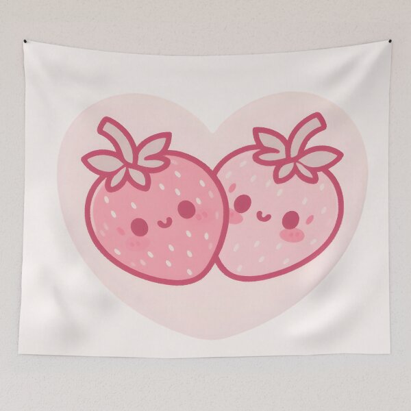 Item preview, Kawaii Pink Valentines Strawberries designed and sold by 123Rainbow.