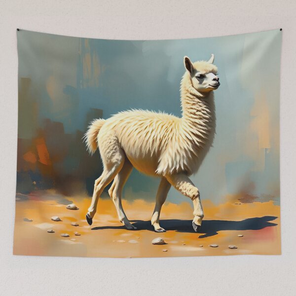 Item preview, Llama Oil Painting Style Andes Wildlife Conservation designed and sold by kakarikihill.