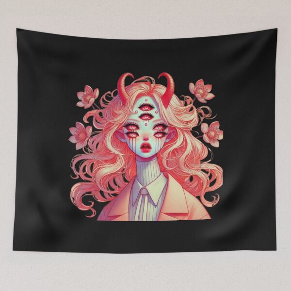 Item preview, Pink Cherry Blossom Fashionista Demon Babe designed and sold by SublimeFairy.