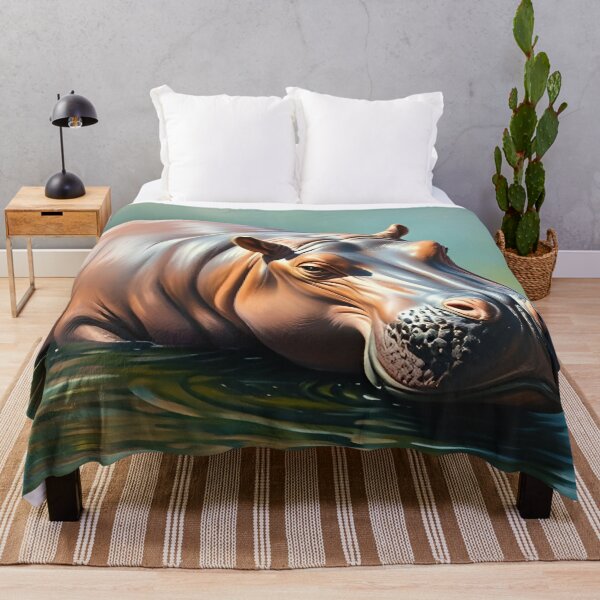 Item preview, Hippo Oil Painting Style Hippopotamus Wildlife Conservation designed and sold by kakarikihill.
