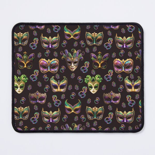 Item preview, Mardi Gras Masks - Mardi Gras Designs (Black Background) designed and sold by mooncatcrystals.