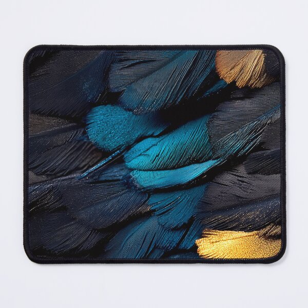 Item preview, feathers blue black gold pattern tile dejco.art by domin designed and sold by dejco.art.