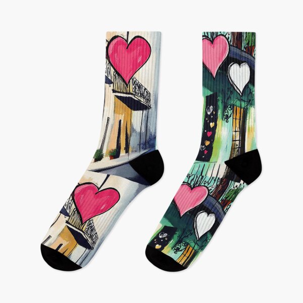 Item preview, Love and Jazz in New Orleans - Colorful Hearts Adorning a Whimsical Cityscape designed and sold by OlfactoART Studio.