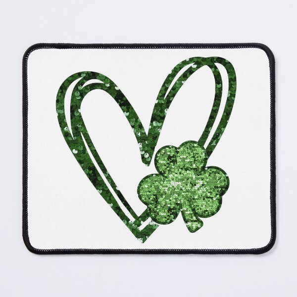 Item preview, St Patrick’s Day Green Heart with Shamrock Glitter Sequin Effect designed and sold by ChattyKathieGifts.