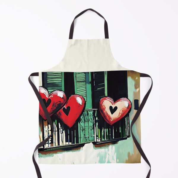 Item preview, Whispers of Love - A Valentine Balcony Where Hearts and Stories Linger Adorned with Bold Hearts and Green Shutters designed and sold by OlfactoART Studio.