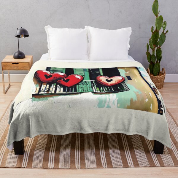 Item preview, Whispers of Love - A Valentine Balcony Where Hearts and Stories Linger Adorned with Bold Hearts and Green Shutters designed and sold by OlfactoART Studio.