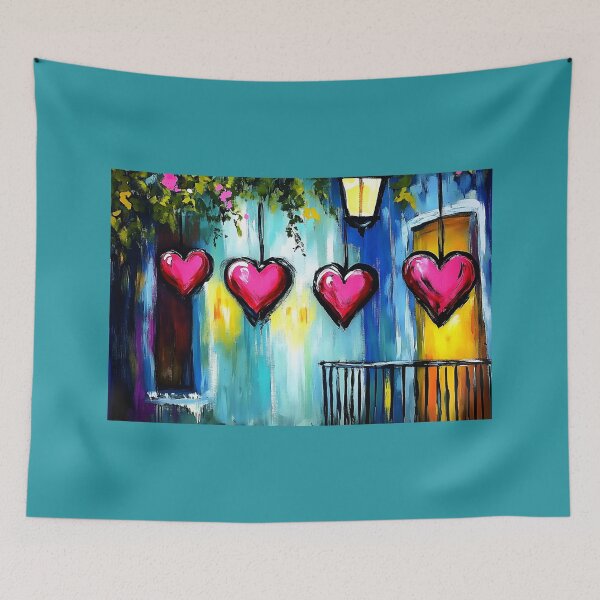 Item preview, Valentine Stories of the Heart: Where Love Lingers- A Charming New Orleans Balcony with Playful Pink Hearts and Rustic Elegance designed and sold by OlfactoART Studio.
