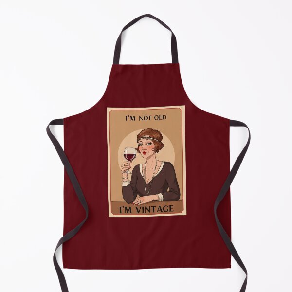Item preview, I'm not old - I'm vintage! Woman with glass of wine in vintage, retro style 1920's art nouveau designed and sold by Dollycat Industries.