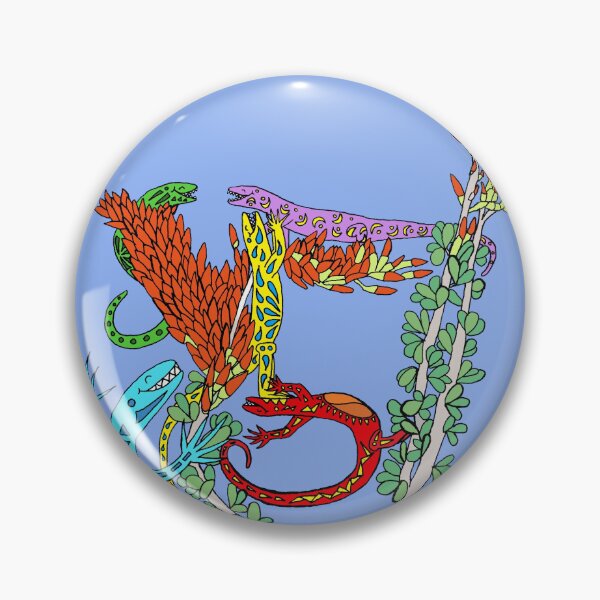 Item preview, Five Colorful Lizards Celebrating on Ocotillo Circle Die Cut designed and sold by JoyousArt4u.