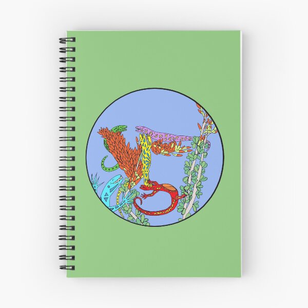 Item preview, Five Colorful Lizards Celebrating on Ocotillo Circle Die Cut designed and sold by JoyousArt4u.
