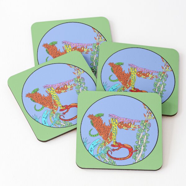 Item preview, Five Colorful Lizards Celebrating on Ocotillo Circle Die Cut designed and sold by JoyousArt4u.