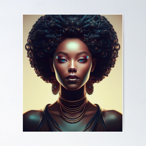 Item preview, Woman with a deep gaze and afro-style hair designed and sold by MyMisterDesigns.