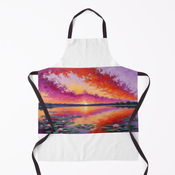 Item preview, A vibrant sunset over a lake, with water lilies floating gently designed and sold by EtCreative.