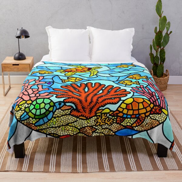 Item preview, Vibrant Stained Glass Coral Reef – A Colorful Underwater Escape designed and sold by Fredster1966.