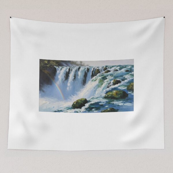 Item preview, A dramatic waterfall cascading down moss-covered rock  designed and sold by EtCreative.
