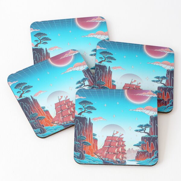 Item preview, Surreal Sailing Adventure – Retro Futuristic Landscape Art designed and sold by KageCraft.