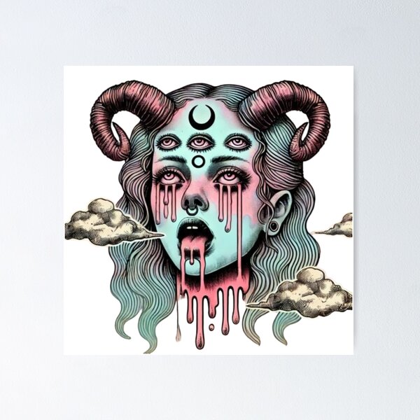 Artikel-Vorschau von Trippy Dreamy Cloud Schmelzendes Gesicht Dämonenbaby, designt und verkauft von SublimeFairy.