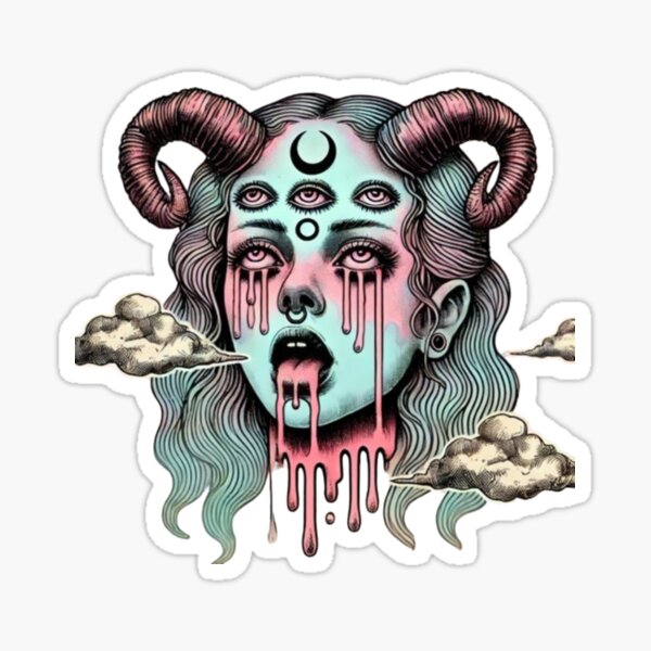 Item preview, Trippy Dreamy Cloud Melting Face Demon Babe designed and sold by SublimeFairy.