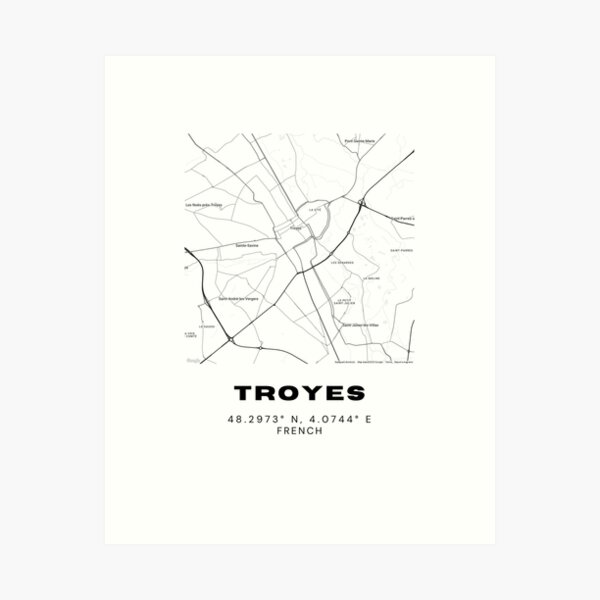 Item preview, Minimalist Troyes Map Art - France City Coordinates Design designed and sold by RM-Journey.