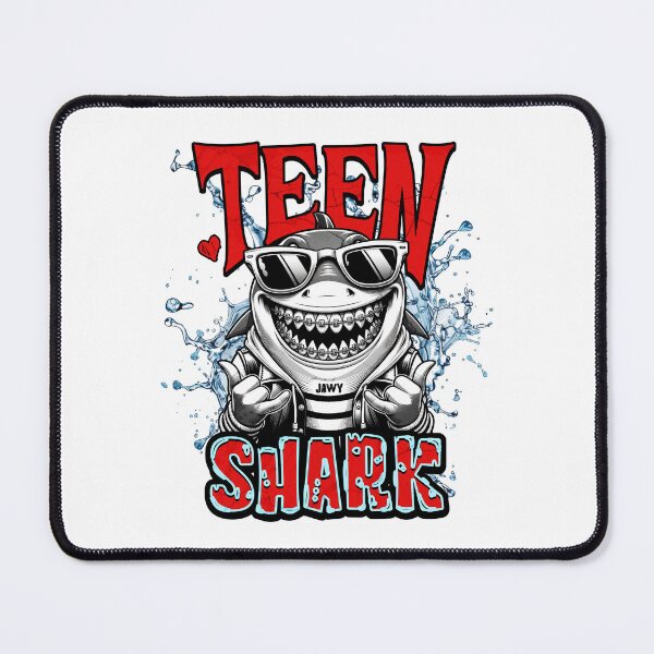 Item preview, Funny Teenager Shark Wearing Braces and Sunglasses, Cool Teen Jaw Cartoon designed and sold by DAMOTAmagazine.