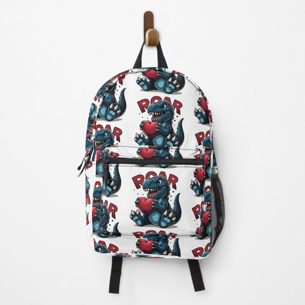 Vista previa del artículo con la obra «Dinosaurio sosteniendo un corazón, rugido, feliz día de San Valentín», diseñado y vendido por helenostore.