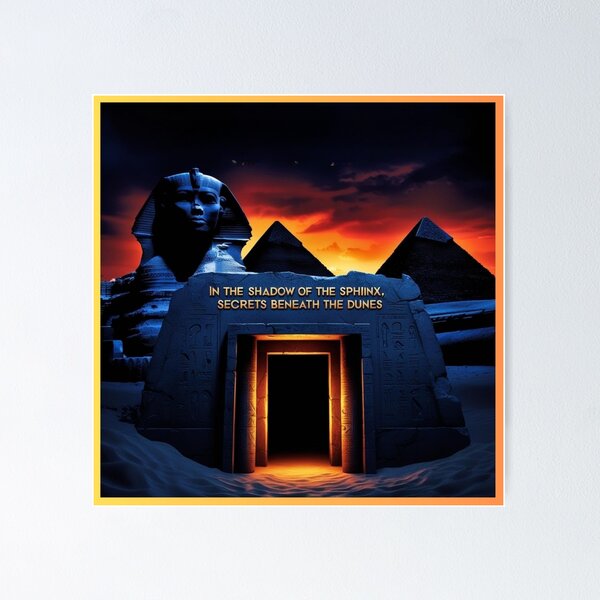 Item preview, Mysterious Sphinx & Hidden Tomb – Fiery Egyptian Sunset designed and sold by bannzy.