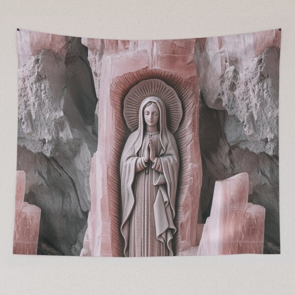 Item preview, Mary in Prayer Carved Rose Quartz Stone Design designed and sold by Nicholas Panek.