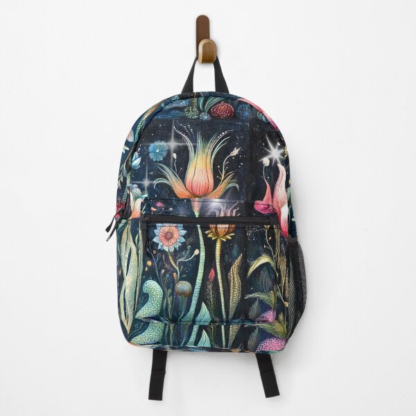 Item preview, Surreal Fantasy Floral Dark Academia Botanical Bright Neons on Black designed and sold by Vicki Noble Art.