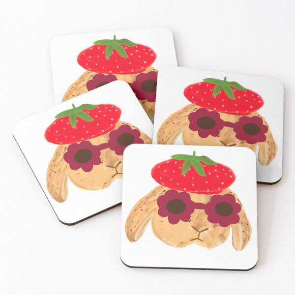 Item preview, bunny wearing strawberry hat  designed and sold by Nys-crafts.