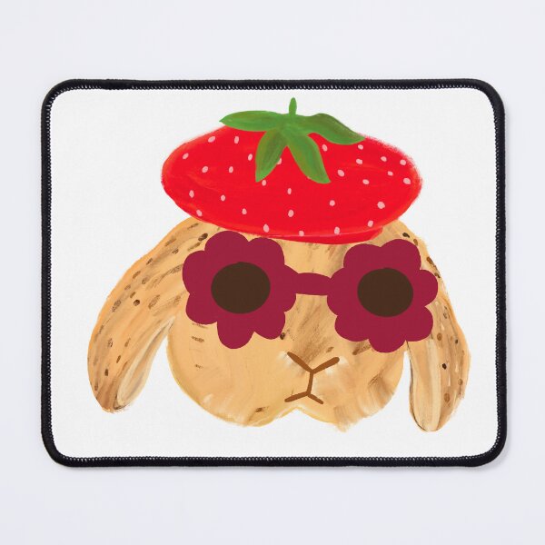 Item preview, bunny wearing strawberry hat  designed and sold by Nys-crafts.