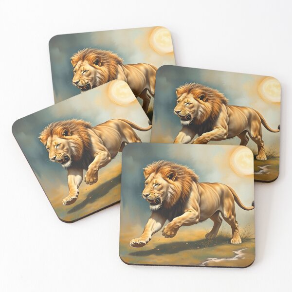 Item preview, Running Lion Oil Painting Style Safari Wildlife Conservation designed and sold by kakarikihill.