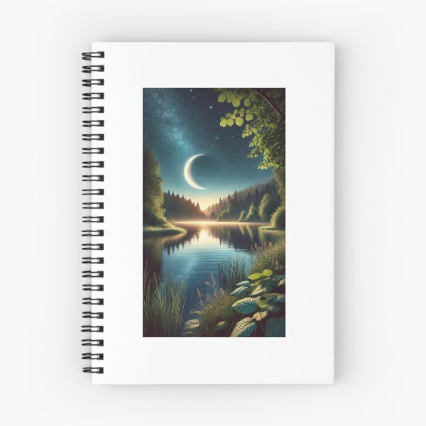 Item preview, Mystical Moonlit Lake – Dreamy Night Landscape with Crescent Moon & Reflection designed and sold by LDArtWork.