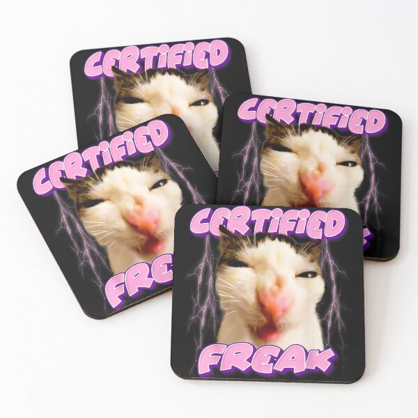 Item preview, Certified Freak Squinting Cat - Funny Pink Meme Cat T-Shirt designed and sold by Damcoc.