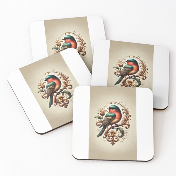 Artikelvorschau, Vintage Ornate Bird Illustration – Elegant Floral Baroque Design entworfen und verkauft von LDArtWork.