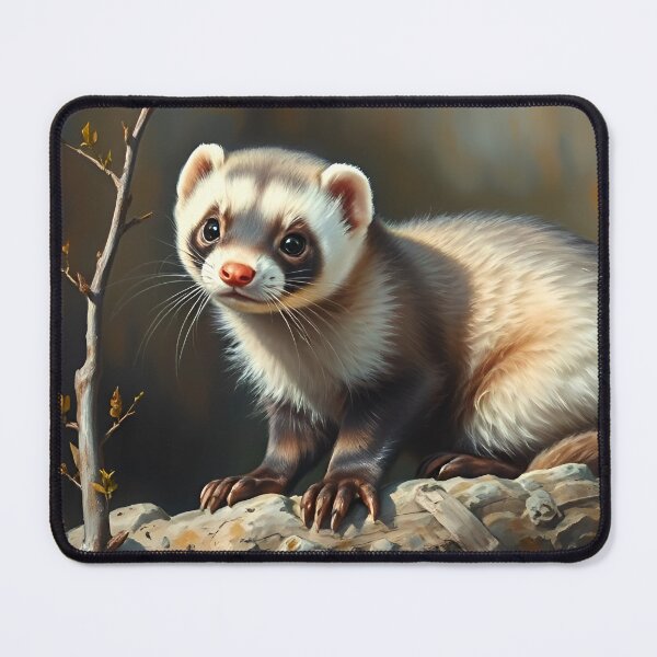 Item preview, Playful Ferret Oil Painting Style Wildlife Conservation designed and sold by kakarikihill.