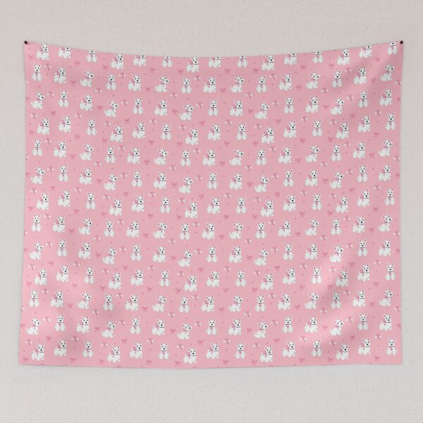 Item preview, white Scottish terriers with pink bows designed and sold by burbura.