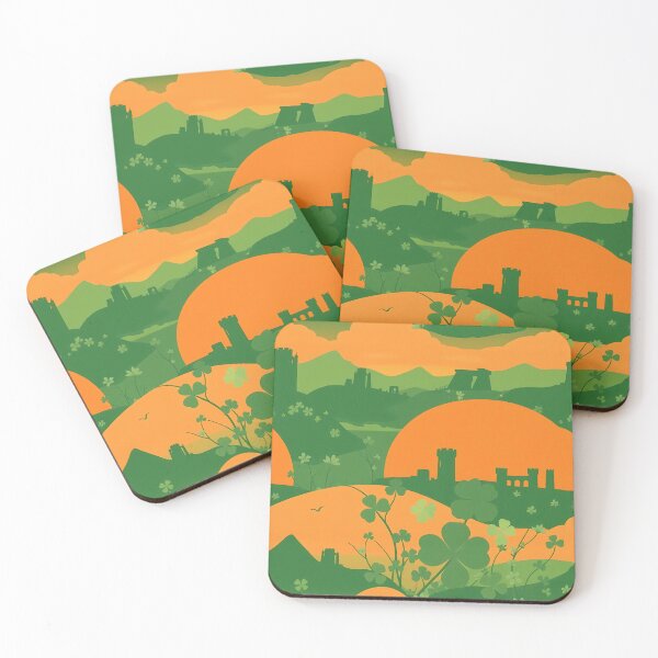 Item preview, Irish Shamrock Landscapes Silhouettes at Sunset designed and sold by FestivityFinds.